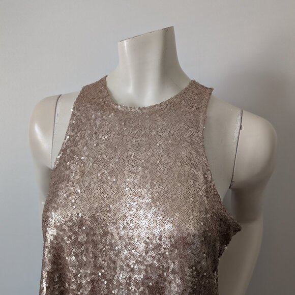 Free People - "Liquid Shine" Gold Sequin Drop Waist Mini Dress - Size S - Picture 2 of 7
